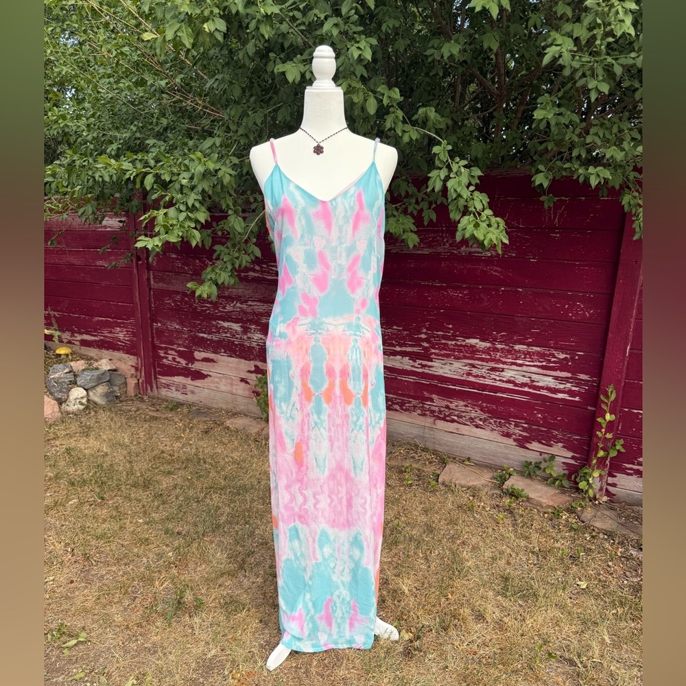 Lulu's Pastel Tie-Dye Maxi Slip Dress- Size L